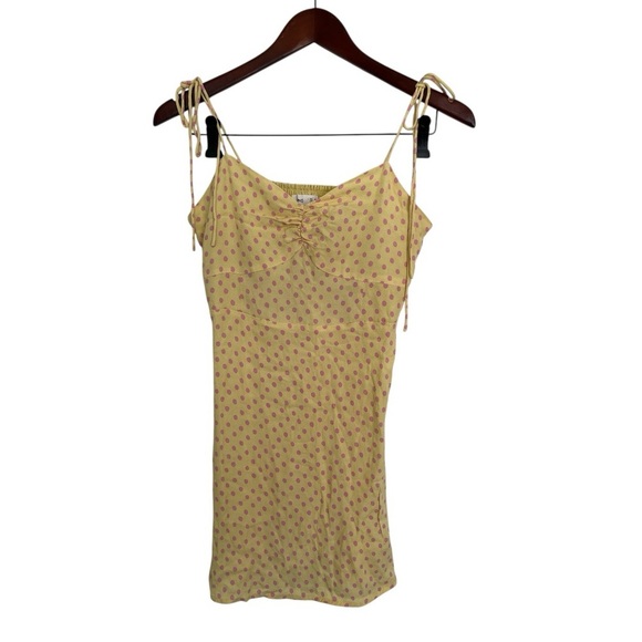 Mango Yellow Polka Dot Women's slip mini dress size medium - Picture 1 of 5